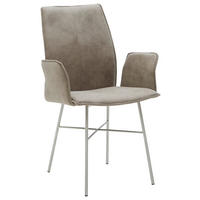 ARMLEHNSTUHL  in Mikrofaser  - Graubraun, Design, Metall (46/93/57cm) - Dieter Knoll