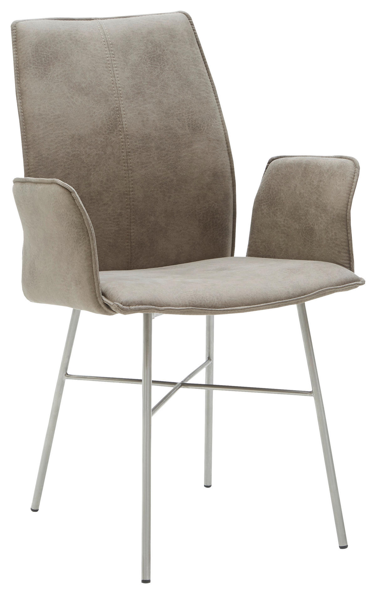 ARMLEHNSTUHL  in Mikrofaser  - Graubraun, Design, Metall (46/93/57cm) - Dieter Knoll
