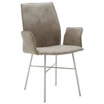 ARMLEHNSTUHL  in Mikrofaser  - Graubraun, Design, Metall (46/93/57cm) - Dieter Knoll