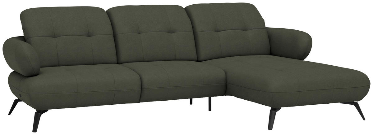 ECKSOFA Flachgewebe Grün  - Schwarz/Grün, Design, Textil/Metall (282/189cm) - Novel