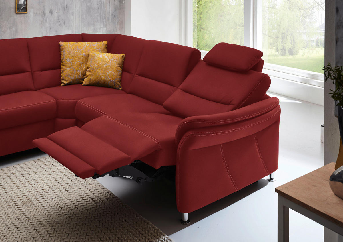 WOHNLANDSCHAFT in Mikrofaser Rot  - Rot/Alufarben, Konventionell, Textil/Metall (173/330/262cm) - Beldomo System