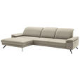 ECKSOFA in Echtleder Ecru  - Ecru/Schwarz, Design, Leder/Metall (193/332cm) - Dieter Knoll