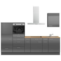 KÜCHENLEERBLOCK 300 cm   in Eichefarben, Schieferfarben  - Schieferfarben/Edelstahlfarben, MODERN, Holzwerkstoff/Metall (300cm) - Nobilia