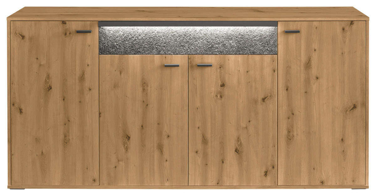 SIDEBOARD  in 183,7/88,6/43,8 cm  - Dunkelgrau/Eiche Artisan, Design, Holzwerkstoff/Stein (183,7/88,6/43,8cm) - SetOne by Musterring
