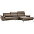 ECKSOFA in Echtleder Hellbraun  - Hellbraun/Schwarz, Design, Leder/Metall (295/187cm) - Novel