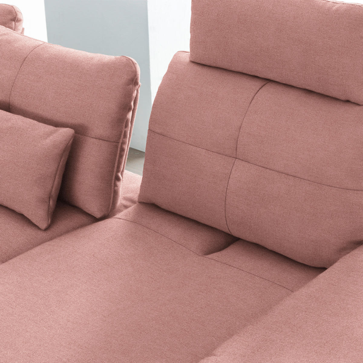 ECKSOFA in Flachgewebe Altrosa  271/344 cm  - Schwarz/Altrosa, Design, Textil/Metall (271/344cm) - Chilliano