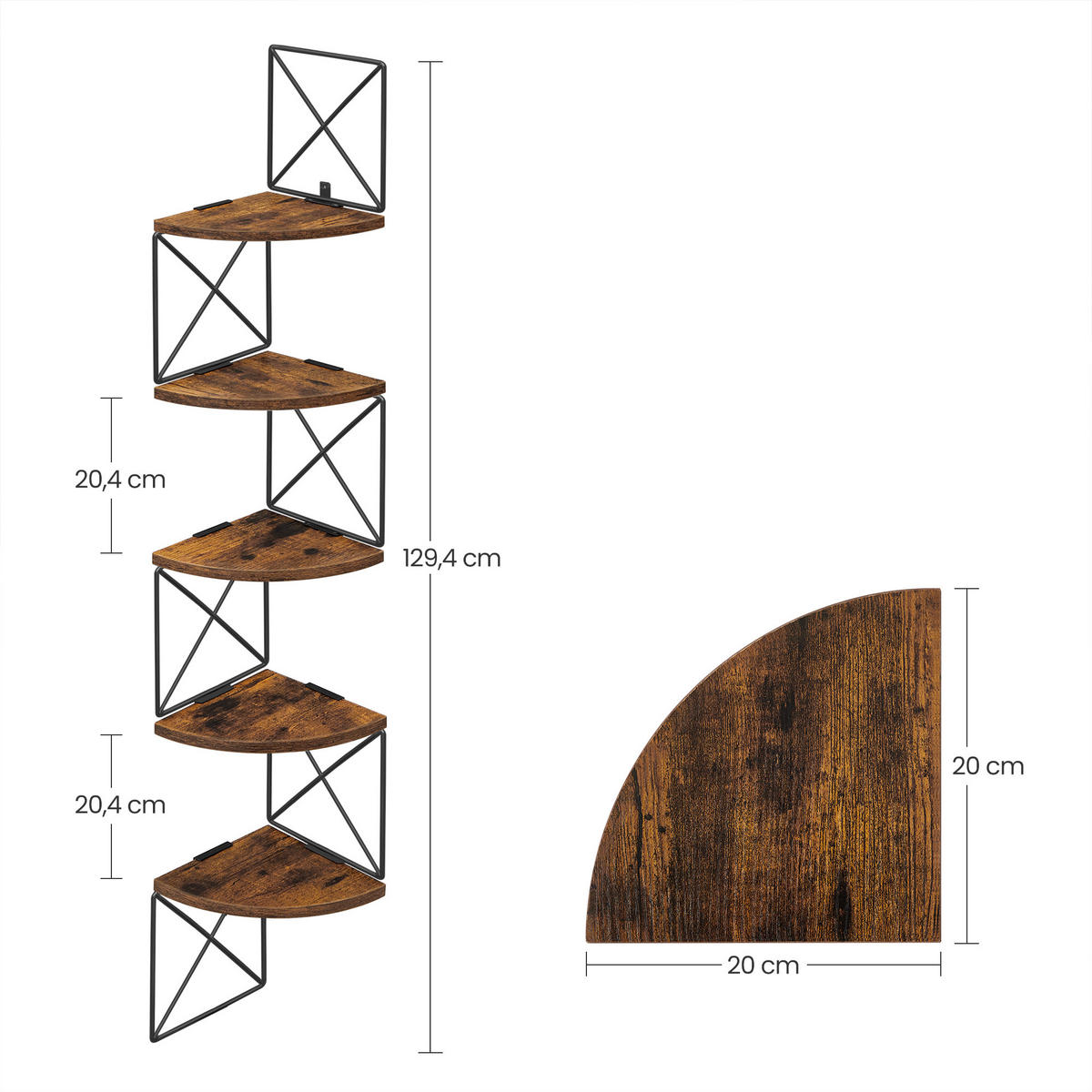 REGAL Recyclingholz Braun, Schwarz  - Schwarz/Braun, Basics, Holz/Metall (20/127,5/20cm) - Boxxx