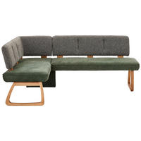 ECKBANK 155/208 cm Webstoff, Mikrofaser Grün, Dunkelgrün Eiche vollmassiv   - Dunkelgrün/Grün, KONVENTIONELL, Holz/Textil (155/208cm) - Venda