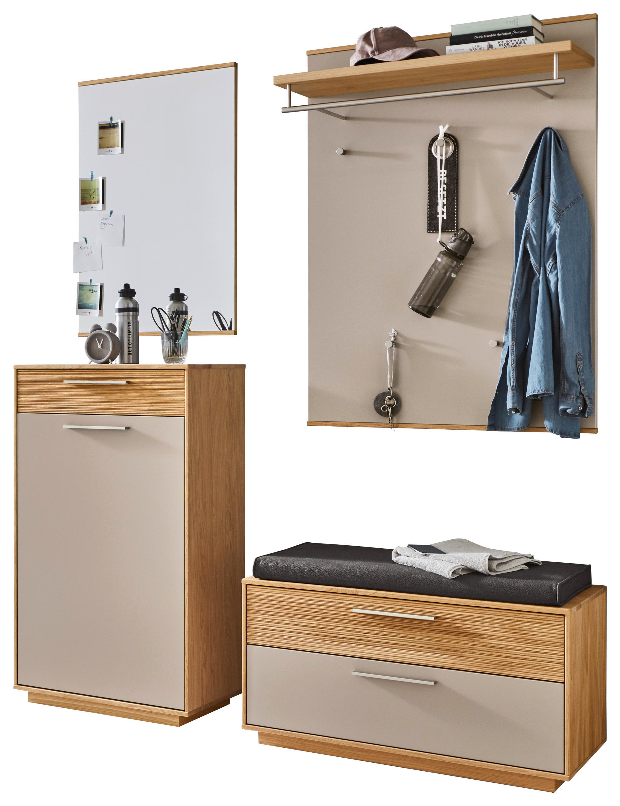 GARDEROBE 5-teilig 160/195/40 cm  - Taupe/Eichefarben, Design, Holz/Holzwerkstoff (160/195/40cm)
