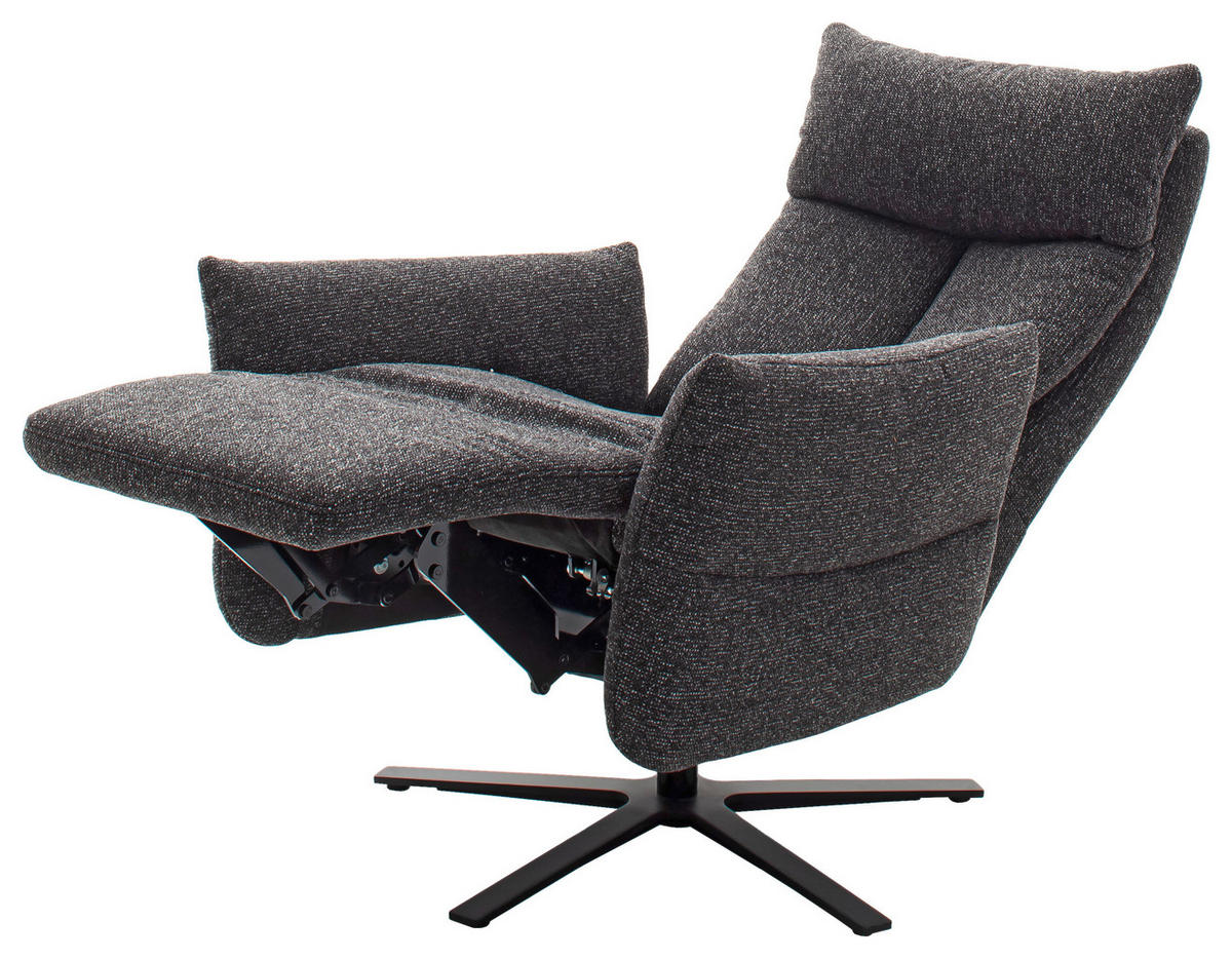 FERNSEHSESSEL 74/115/85 cm  in Chenille Graphitfarben Fußauswahl, Lederauswahl, Stoffauswahl, Relaxfunktion, Sitzfläche 360° drehbar  - Schwarz/Graphitfarben, Design, Textil/Metall (74/115/85cm) - Schöner Wohnen