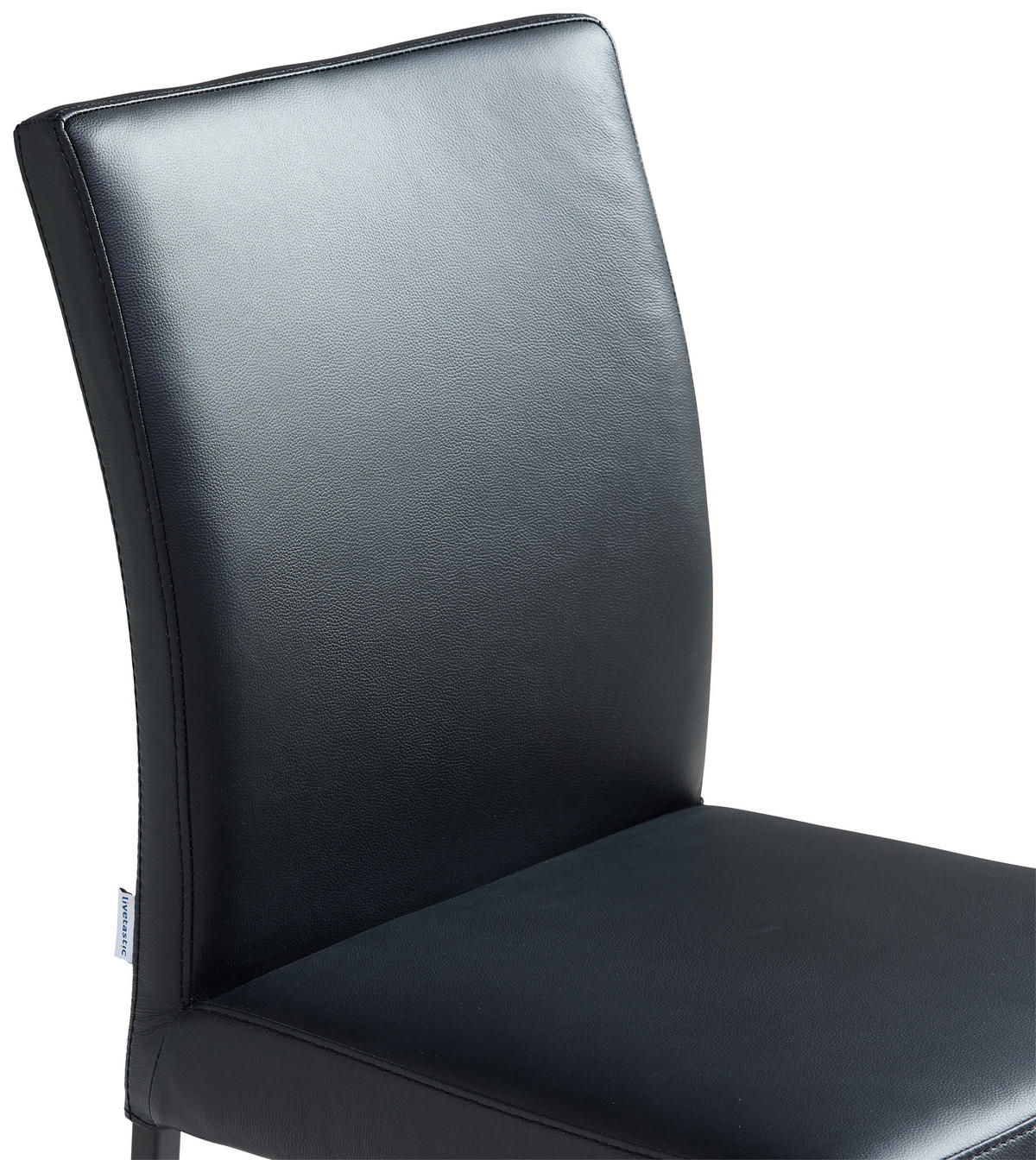 STUHL Echtleder Schwarz  - Schwarz, MODERN, Leder/Metall (45,5/86/57,5cm) - Livetastic