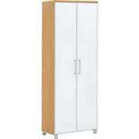 GARDEROBENSCHRANK Santina  in 71/193/37 cm  - Chromfarben/Eiche Bianco, Design, Glas/Holzwerkstoff (71/193/37cm) - Novel
