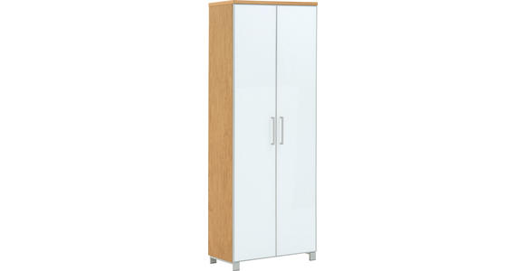 GARDEROBENSCHRANK Santina  in 71/193/37 cm  - Chromfarben/Eiche Bianco, Design, Glas/Holzwerkstoff (71/193/37cm) - Novel