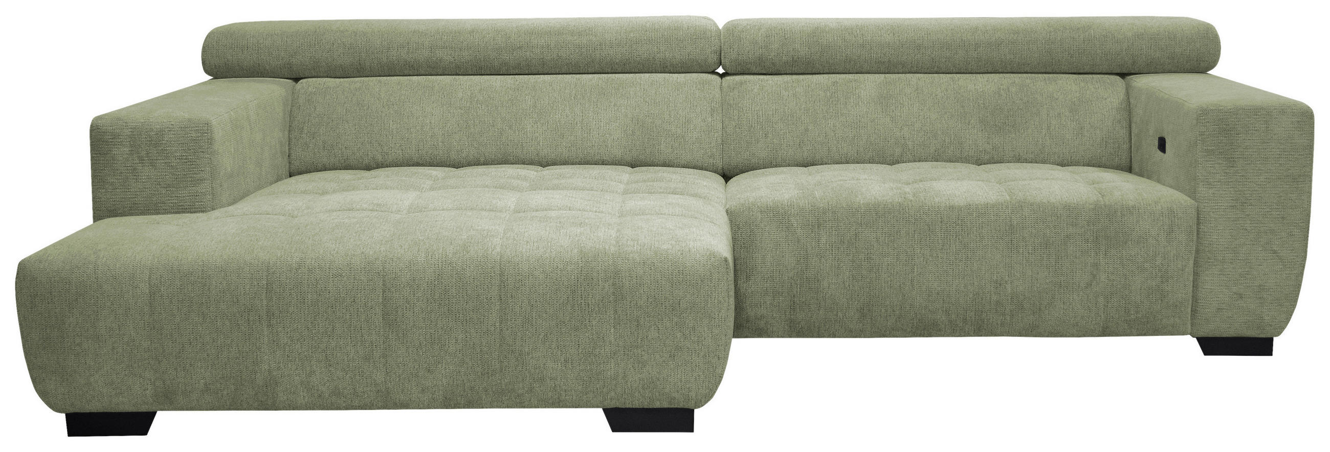 ECKSOFA in Webstoff Olivgrün  182/279 cm  - Schwarz/Olivgrün, KONVENTIONELL, Textil/Metall (182/279cm) - Hom`in