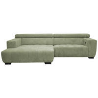 ECKSOFA in Webstoff Olivgrün  182/279 cm  - Schwarz/Olivgrün, KONVENTIONELL, Textil/Metall (182/279cm) - Hom`in