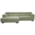 ECKSOFA in Webstoff Olivgrün  182/279 cm  - Schwarz/Olivgrün, KONVENTIONELL, Textil/Metall (182/279cm) - Hom`in