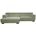 ECKSOFA in Webstoff Olivgrün  182/279 cm  - Schwarz/Olivgrün, KONVENTIONELL, Textil/Metall (182/279cm) - Hom`in