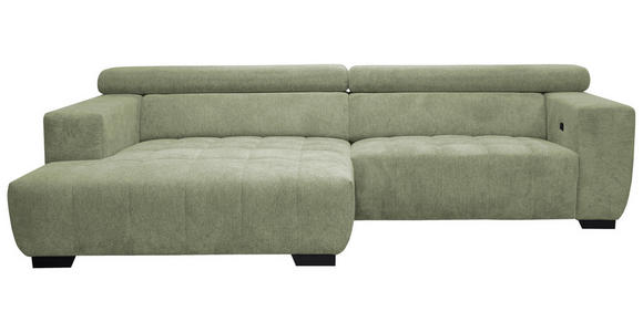 ECKSOFA in Webstoff Olivgrün  182/279 cm  - Schwarz/Olivgrün, KONVENTIONELL, Textil/Metall (182/279cm) - Hom`in