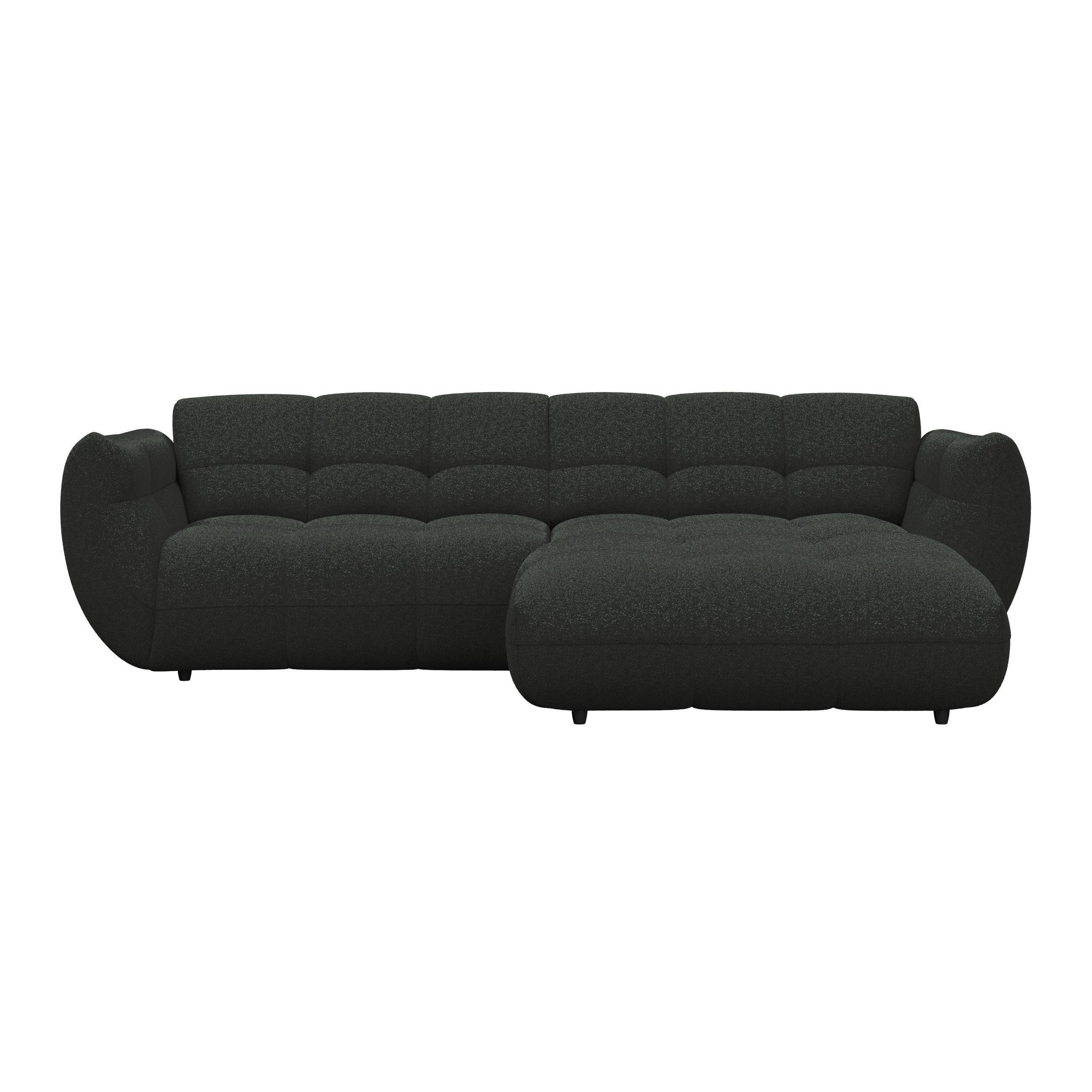 ECKSOFA Dunkelgrün Chenille  - Dunkelgrün/Schwarz, Trend, Kunststoff/Textil (280/178cm) - MID.YOU