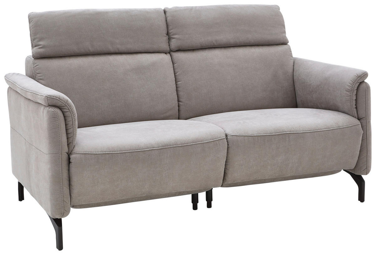 2-SITZER-SOFA Lederlook Hellgrau  - Hellgrau/Schwarz, KONVENTIONELL, Textil/Metall (194/103/92cm) - Dieter Knoll