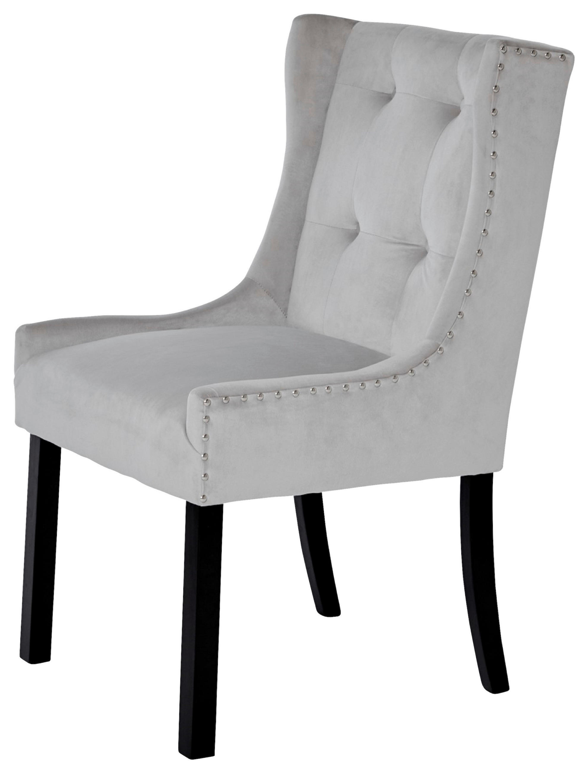 STUHL   Samt  Schwarz, Silberfarben  - Silberfarben/Schwarz, MODERN, Holz/Textil (57/64/99cm) - Livetastic