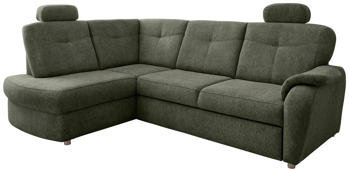 ECKSCHLAFSOFA in Chenille Dunkelgrün  - Chromfarben/Dunkelgrün, Modern, Kunststoff/Textil (180/264cm) - Livetastic