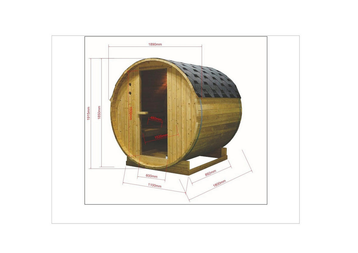 SUDOVÁ SAUNA - farba smreka, Konventionell, drevo/sklo (189/180/191,5cm) - Sanotechnik