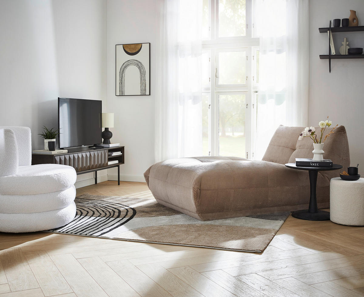 DESIGNSESSEL in Flachgewebe, Teddystoff Weiss  - Weiss/Edelstahlfarben, Trend, Textil/Metall (90/82/85cm) - Livetastic