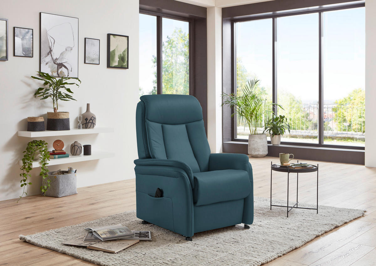 FERNSEHSESSEL in Blau  - Blau/Schwarz, Konventionell, Leder/Kunststoff (74/107/84cm) - Valdera
