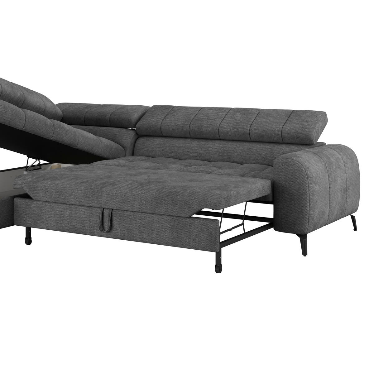 ECKSOFA in Anthrazit  - Anthrazit/Schwarz, Trend, Kunststoff/Textil (203/261cm) - Livetastic