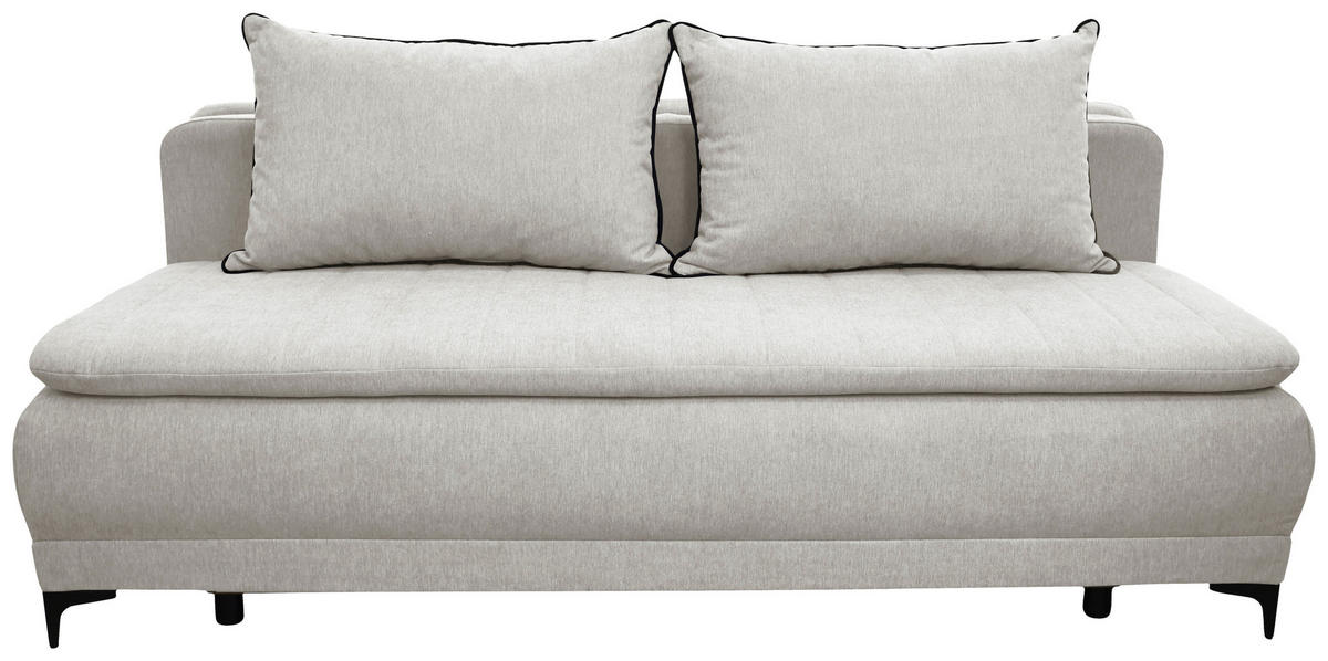 SCHLAFSOFA  mit Liegefunktion Flachgewebe Weiß  - Schwarz/Weiß, Basics, Textil/Metall (202/98/78cm) - Livetastic
