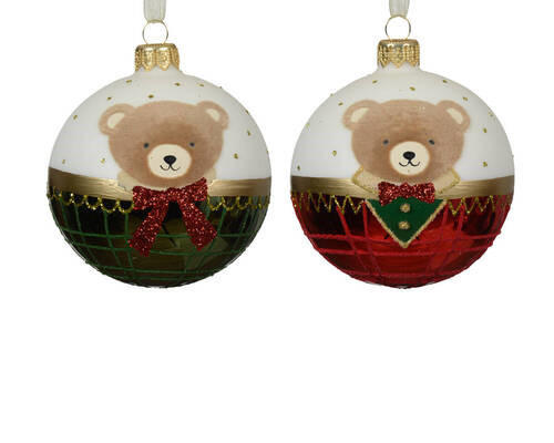 CHRISTBAUMKUGEL  - Rot/Grün, LIFESTYLE, Glas (8,00/8,00/8,00cm)