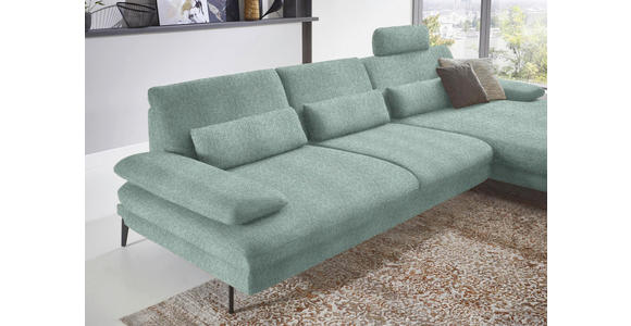 ECKSOFA in Chenille Mintgrün 310/180 cm - Schwarz/Mintgrün, Design, Textil/Metall (310/180cm) - Dieter Knoll