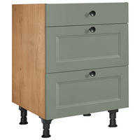 SCHUBKASTENUNTERSCHRANK 60/87/56 cm  in Grün, Eichefarben  - Eichefarben/Schwarz, MODERN, Holzwerkstoff/Metall (60/87/56cm) - Nobilia