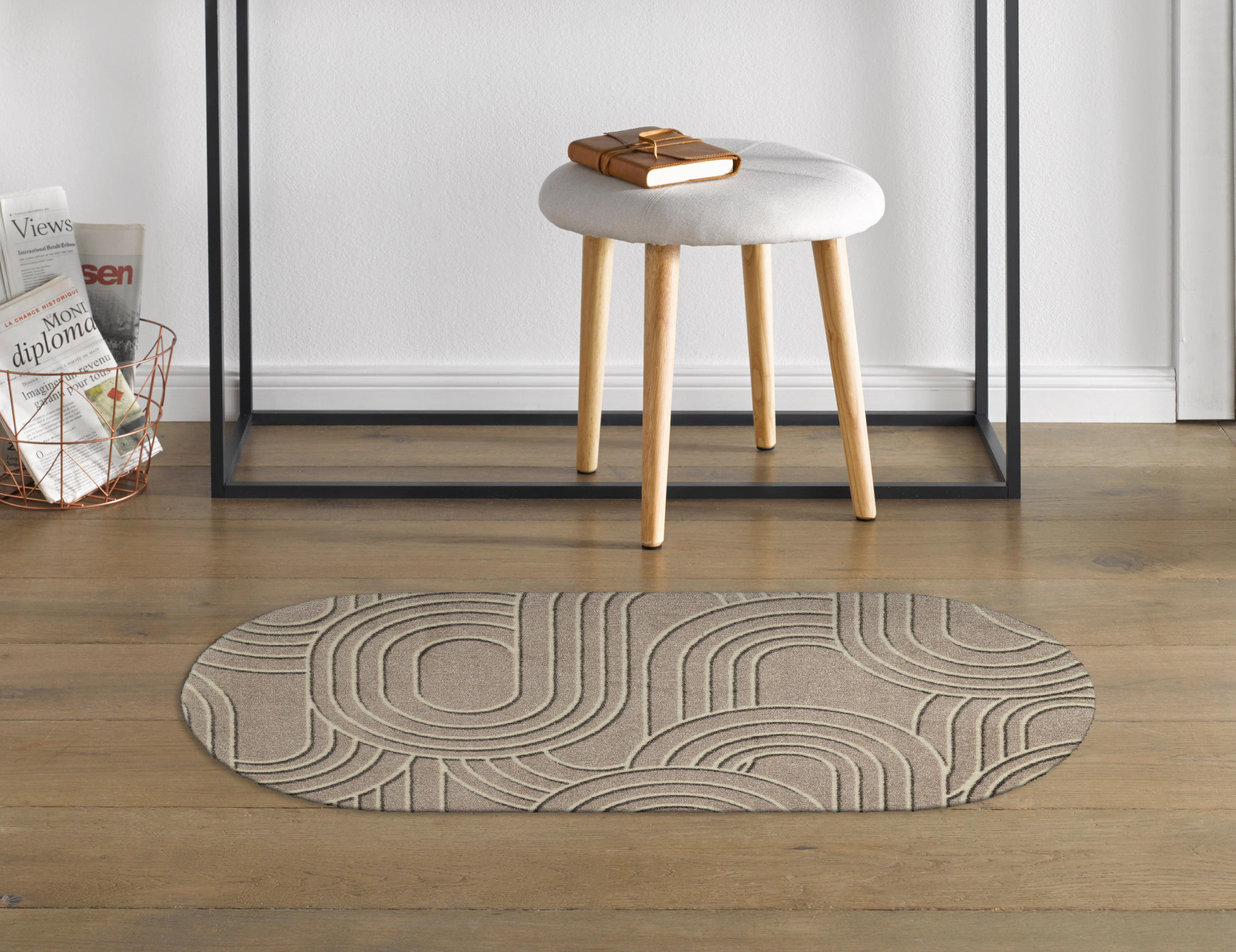 FUßMATTE 50/90 cm Sand Twist  - Beige, KONVENTIONELL, Kunststoff/Textil (50/90cm) - wash+dry