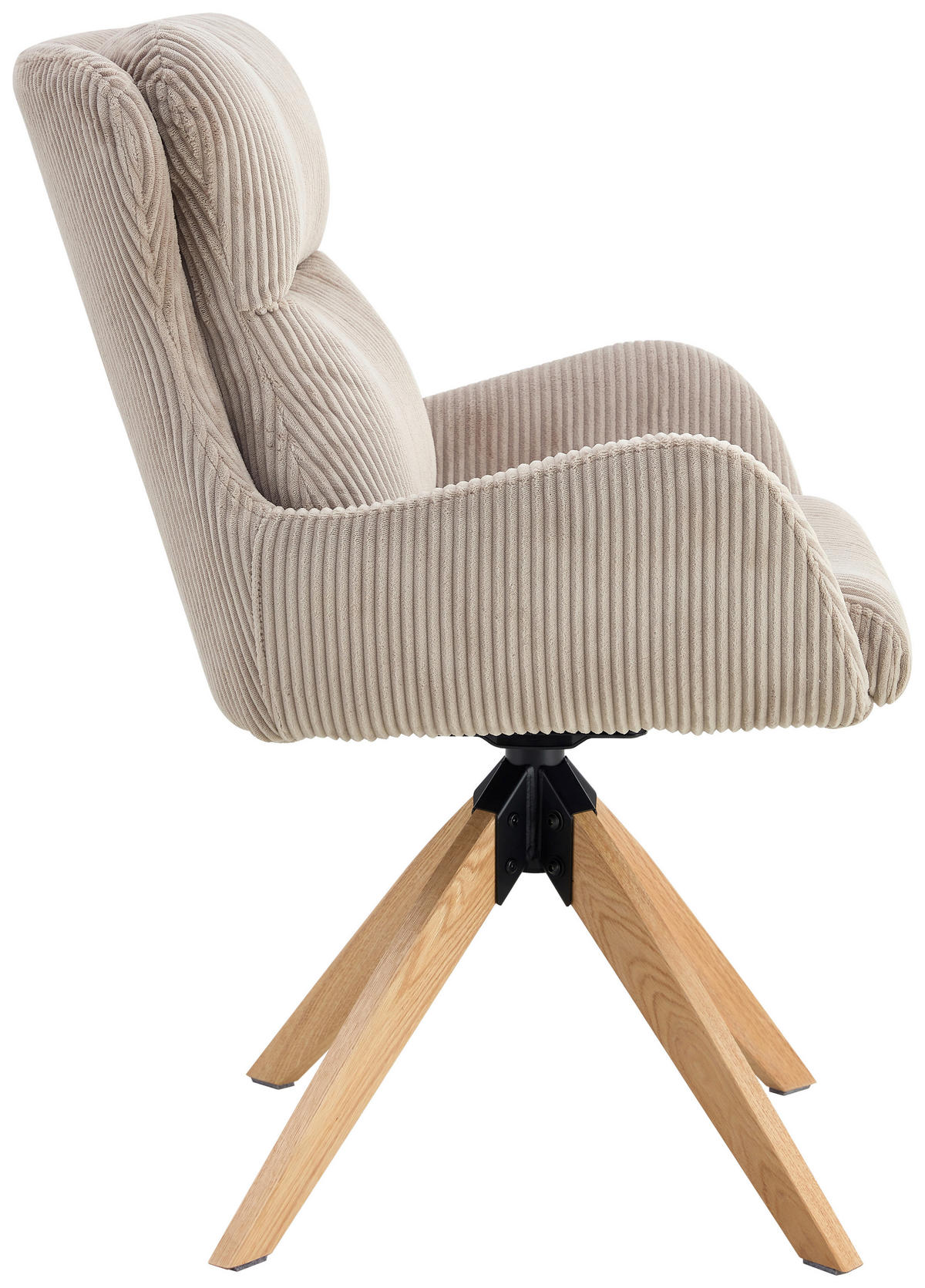 ARMLEHNSTUHL  in Eisen Cord  - Taupe/Naturfarben, KONVENTIONELL, Holz/Textil (60/91/72cm) - Livetastic