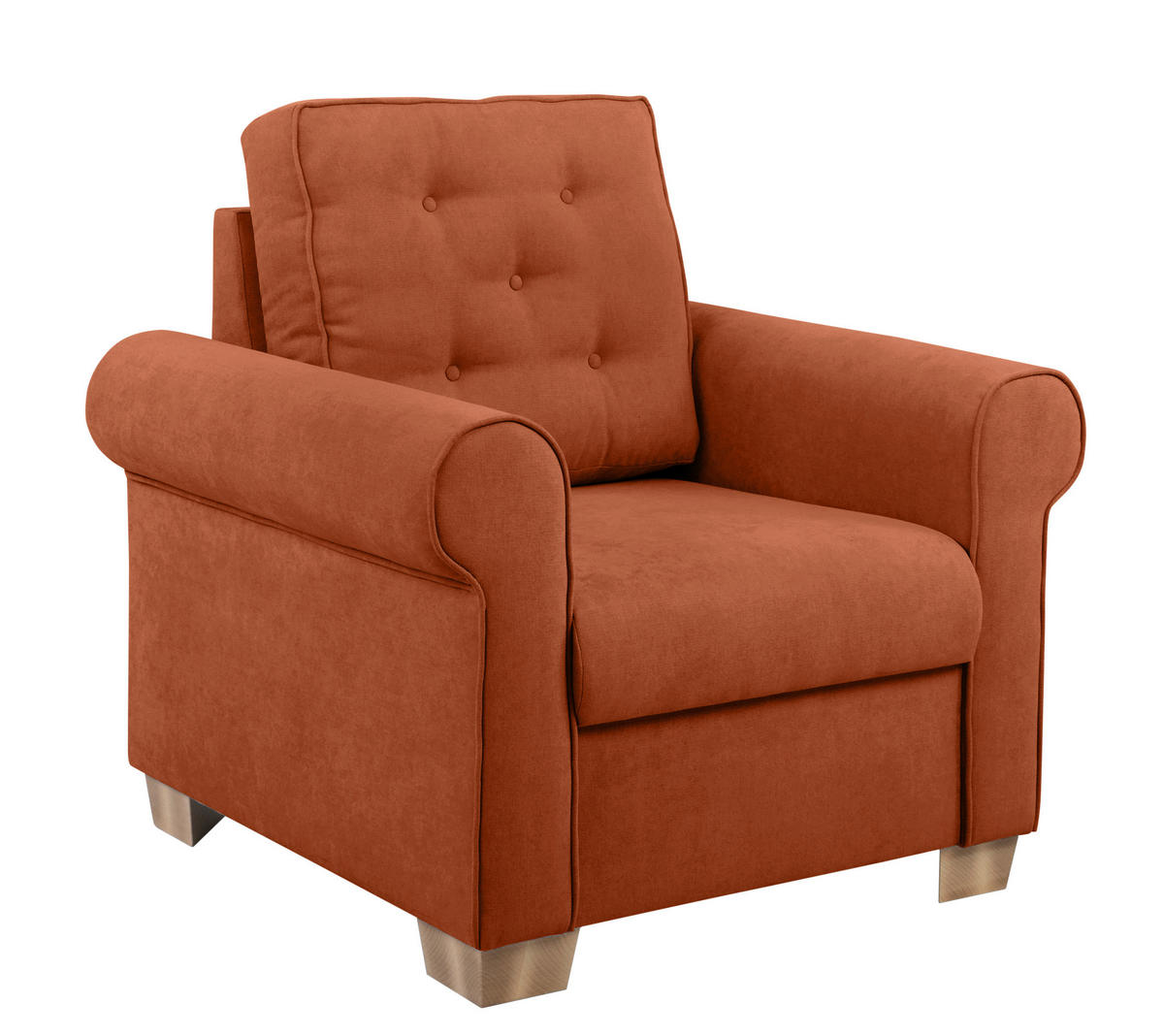 SESSEL in Terracotta  - Buchefarben/Terracotta, Design, Holz/Textil (93/89/82cm) - MID.YOU
