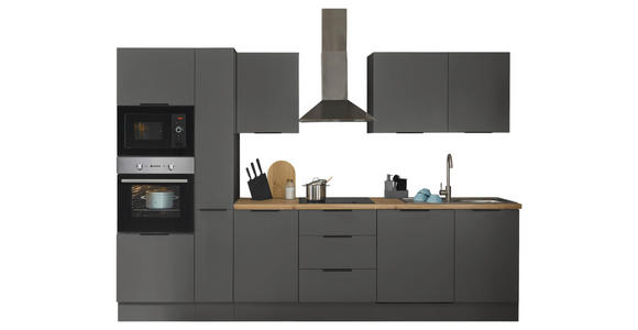 KÜCHENBLOCK Multan  in Graphitfarben  - Schwarz/Graphitfarben, Basics, Holzwerkstoff/Metall (310/211/60cm) - Xora