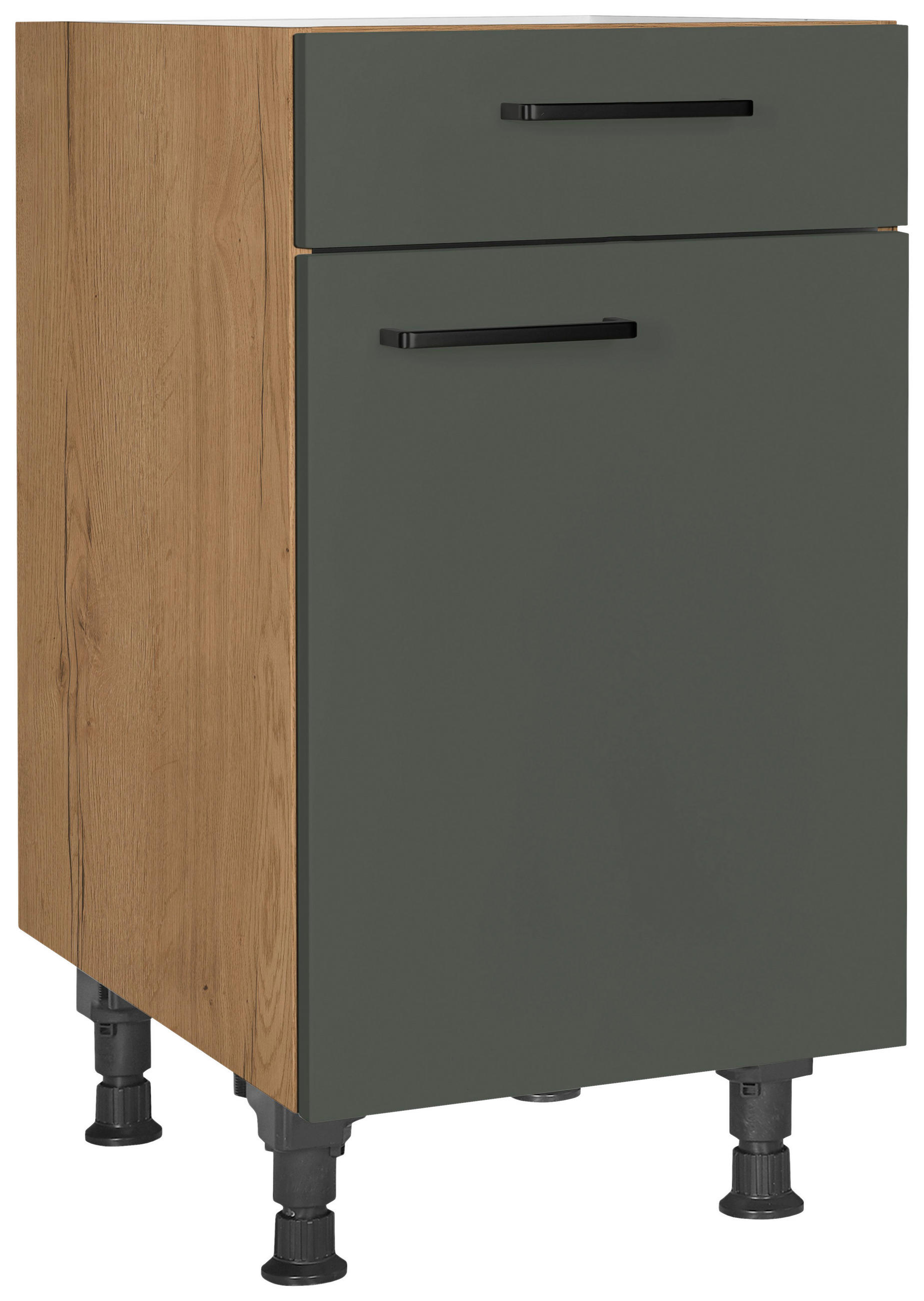 Nobilia Schubkastenunterschrank Easytouch Grün, Eiche 45x87x56 cm