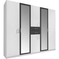 KLEIDERSCHRANK Graphitfarben, Weiss  - Weiss/Silberfarben, Modern, Glas/Holz (225/208/58cm) - P & B