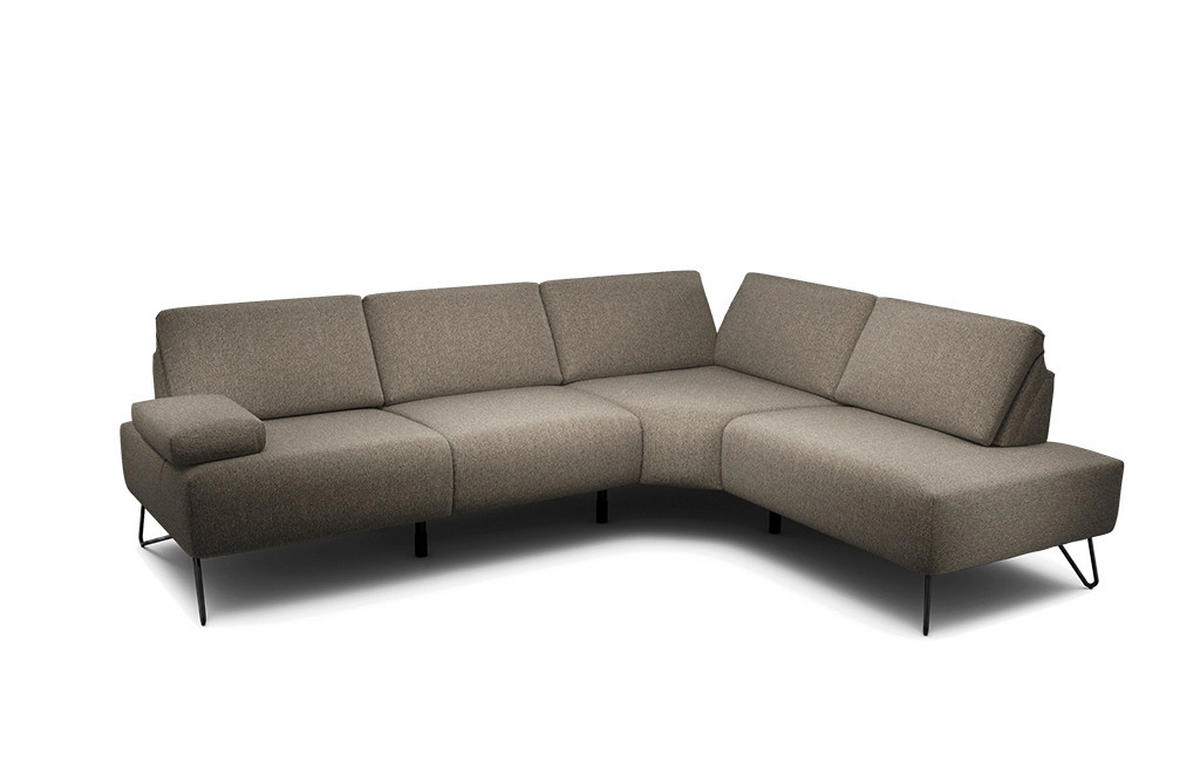 ECKSOFA in Chenille Braun  248-263/193 cm  - Schwarz/Braun, Design, Textil/Metall (248-263/193cm) - SENSOO