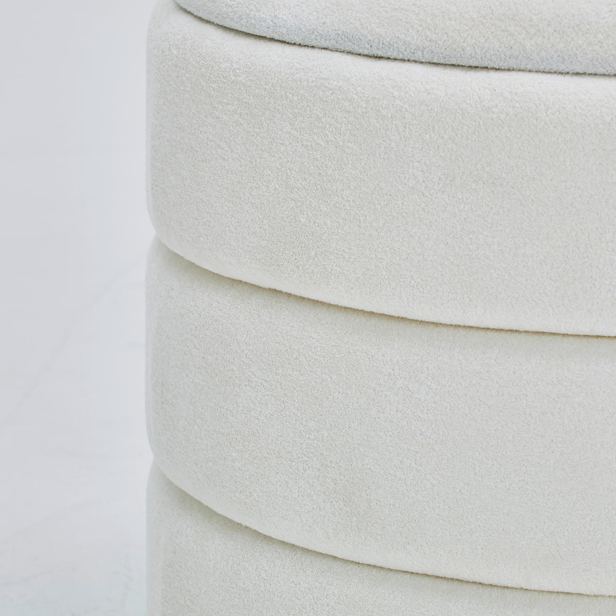 HOCKER in Textil Weiss  - Weiss/Schwarz, Trend, Textil (49/43/49cm) - Xora