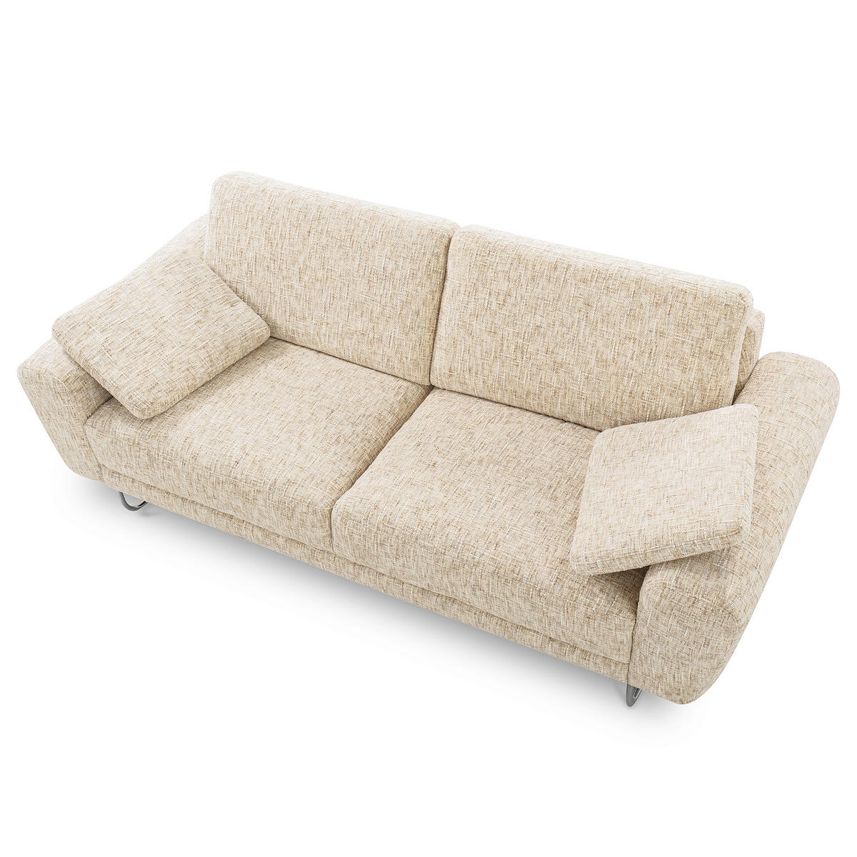 3-SITZER-SOFA SPRING in Webstoff Beige Modern  - Chromfarben/Beige, Design, Textil/Metall (187/85/92cm) - Livetastic