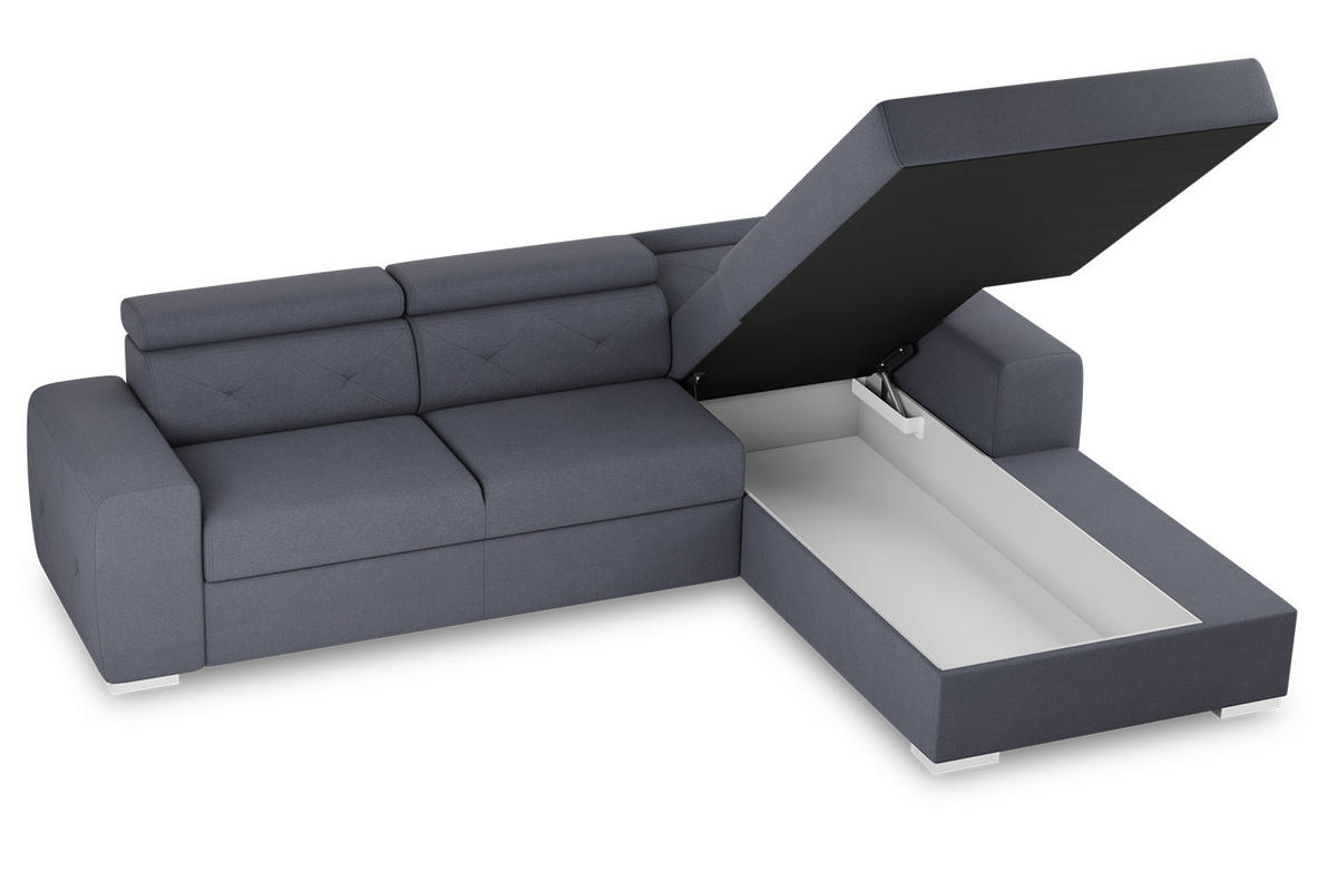 ECKSCHLAFSOFA in Blau, Grau Textil   - Blau/Silberfarben, Design, Textil (296/195cm) - MID.YOU