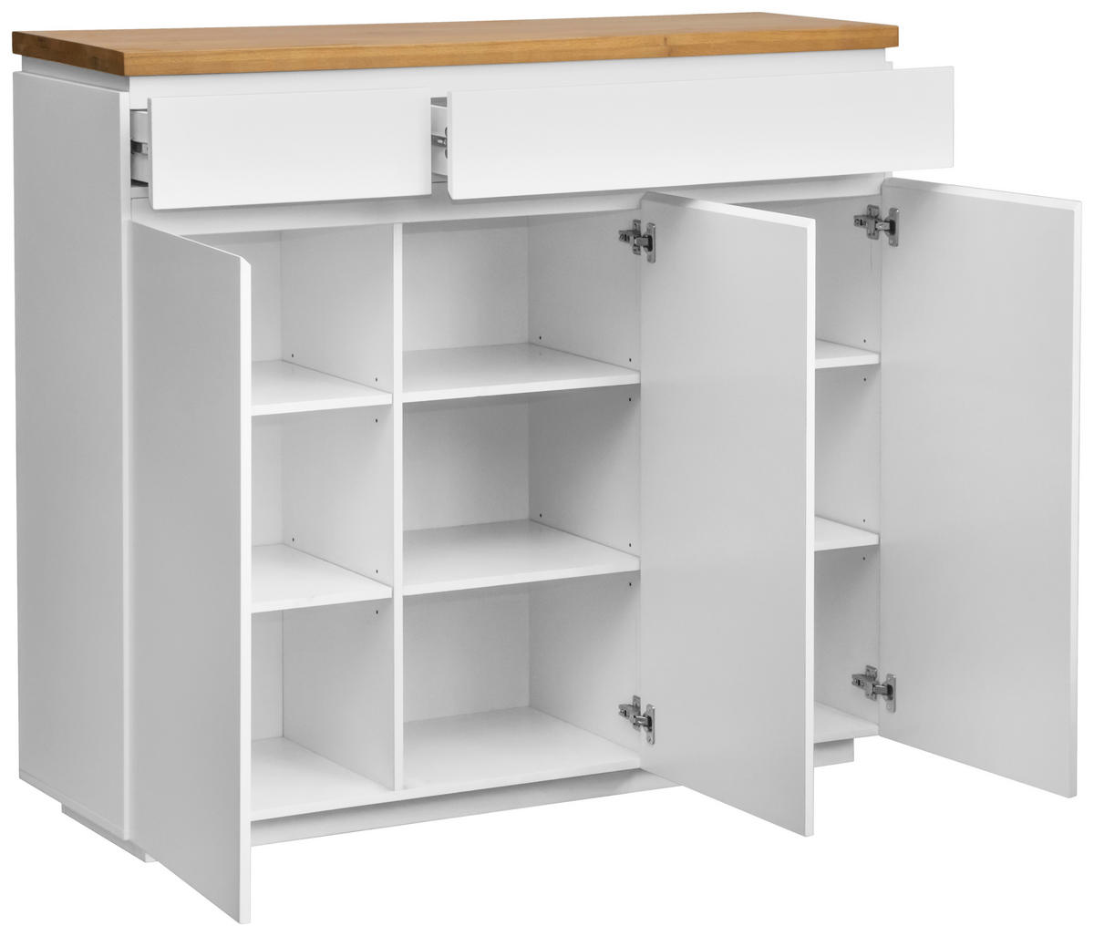 SCHUHSCHRANK Eiche massiv Weiß, Eichefarben  - Eichefarben/Weiß, KONVENTIONELL, Holz/Holzwerkstoff (136/115/41,5cm) - Novel