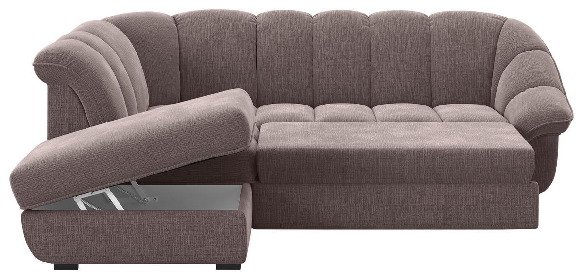 ECKSOFA Braun Chenille Bettkasten, Schlaffunktion, Rücken echt  - Schwarz/Braun, KONVENTIONELL, Kunststoff/Textil (222/260cm) - Welnova