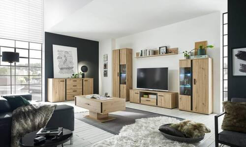 SIDEBOARD  in 170/84/40 cm  - Eichefarben/Anthrazit, Design, Holzwerkstoff/Kunststoff (170/84/40cm) - MID.YOU