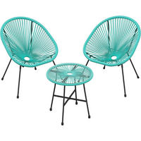 BALKONSET  3-teilig  - Türkis, MODERN, Kunststoff/Metall - Modante