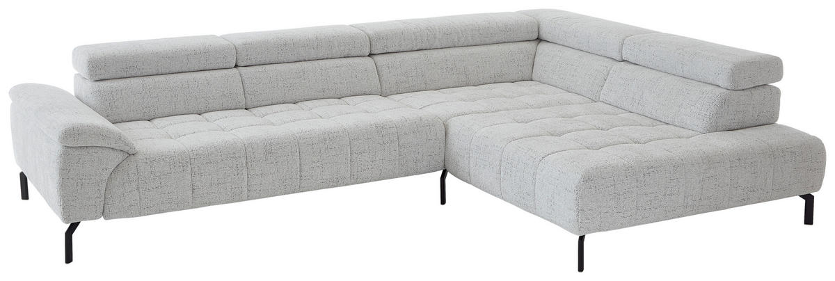 ECKSOFA in Chenille Grauweiss  - Schwarz/Grauweiss, Design, Textil/Metall (323/222cm) - Beldomo Style