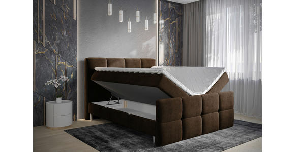BOXBETT 180/200 cm in Dunkelbraun - Chromfarben/Dunkelbraun, Design, Holz/Holzwerkstoff (180/200cm) - Esposa